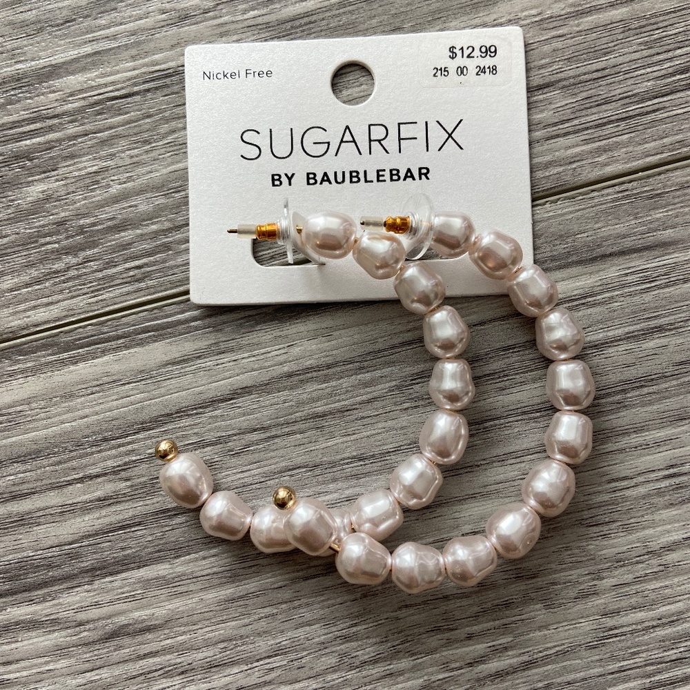 Sugarfix Pearl Hoop Earrings